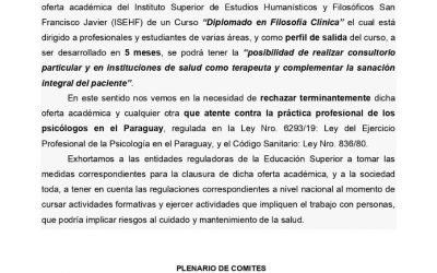 Comunicado acerca de un curso: “Diplomado en Filosofía Clínica”