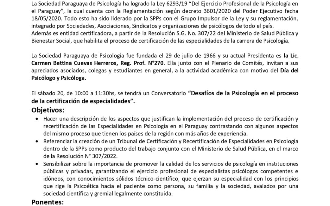 Gacetilla de Prensa – Día del Psicólogo